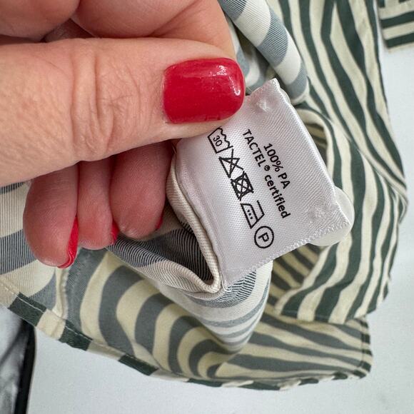 Yaitte Striped Button Front Shirt Green White Long Sleeve Top Size XS - Picture 6 of 8